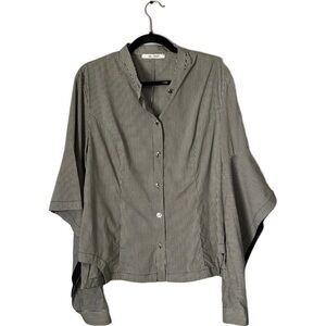 Oblique Creations checked open sleeve tailored blouse size large